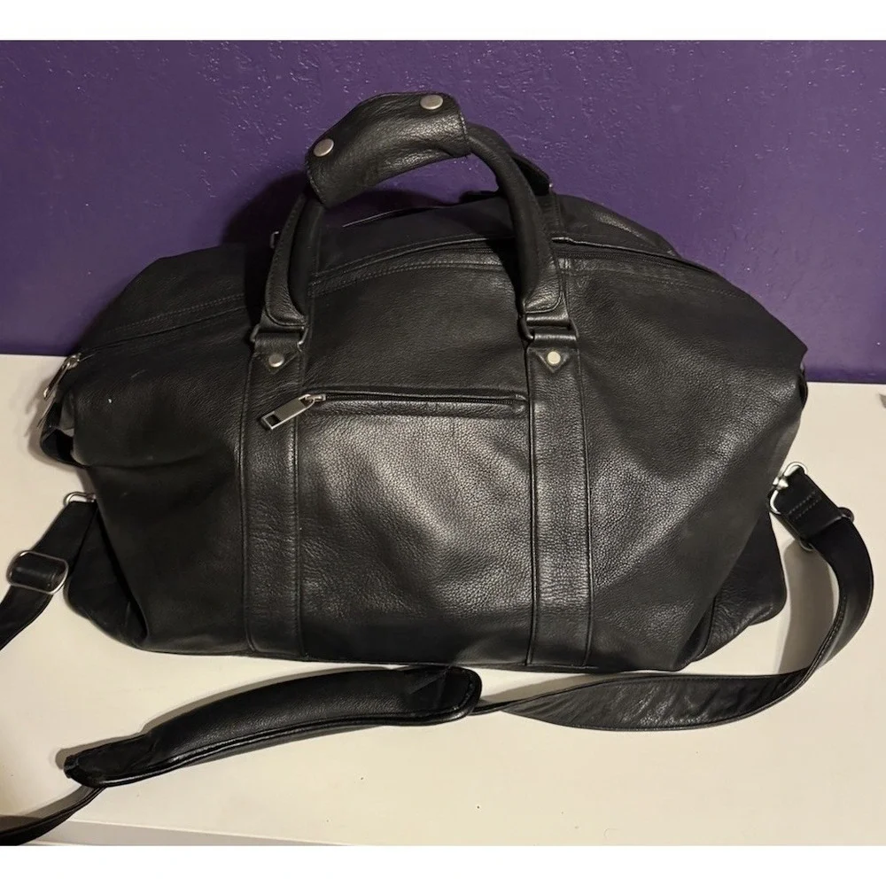 Vintage Ford Mustang Leather Duffle Luggage Employee Gift Shelby Cobra Rare